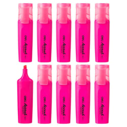 Lot de 10 surligneurs pointe biseautée 1-5mm - DELI - Rose