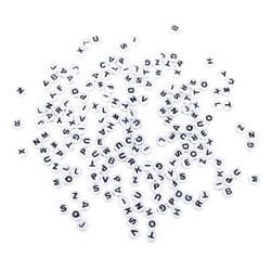 Perles plastiques av. lettres, 6mm ø, blanc, 40g