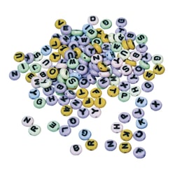 Perles plastiques à lettres, rondes, assorties, 6 mm, 40g