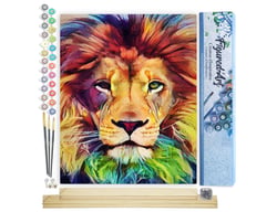 Peinture par Numéro Figured'Art - Tête de lion en couleur - Kit de Loisir Créatif DIY Numéro d'Art Complet - 40x50cm toile roulée + châssis en bois à monter