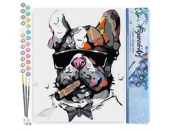 Peinture par Numéro Figured'Art - Chien au Cigare - Kit de Loisir Créatif DIY Numéro d'Art Complet - 40x50cm sans châssis en bois
