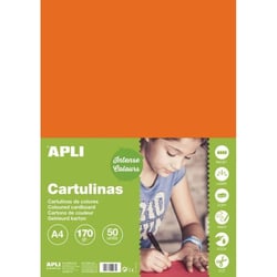 Apli 14238 - Carton de couleur orange format A4 180gr. 210x297mm