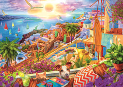 Puzzle 1000 pièces - Tea Time : Visite De Santorin - Trefl