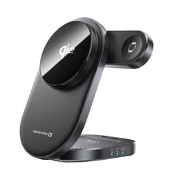 Swissten Station de Charge Qi2 3 en 1 pour iPhone MagSafe / AirPods / Watch Pliable Noir