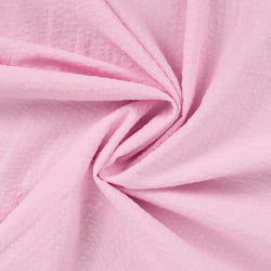 Tissu Seersucker Coton uni Rose