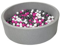 Piscine à balles pour enfant, env.125 cm, Aire de jeu + 600 balles blanc, rose, gris - Velinda