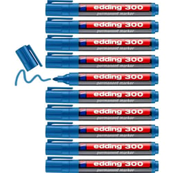Marqueur permanent EDDING 300 - Pointe moyenne 1,5-3 mm - Bleu clair - Lot de 10