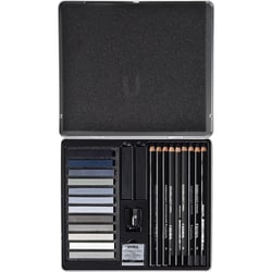 Crayons esquisse - Pastels - Tons gris - Beaux-arts - Boîte métal - 25 pièces - Lyra