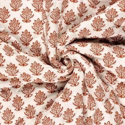 Tissu Matelassé Coton réversible floral Sundar sur fond Ecru