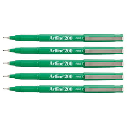 Lot de 5 stylos feutres permanents indélébiles - Pointe 0,4 mm - ARTLINE - Vert