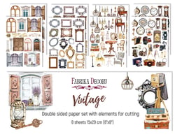 8 papiers motifs à découper scrapbooking FABRIkA DECORU VINTAGE 006