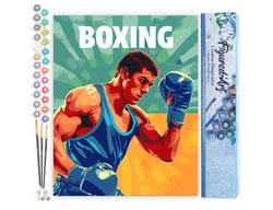 Peinture par Numéro Figured'Art - Affiche sportive Boxe - Kit de Loisir Créatif DIY Numéro d'Art Complet - 40x50cm sans châssis en bois