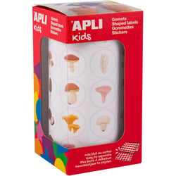 Gommettes - Images champignons - Ronde - 20mm - Enfant - Rouleau 900 unité - Apli Kids