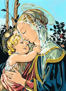 Canevas antique Madonne Botticelli 45x60cm