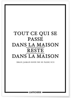 Affiche 'Tout ce qui se passe dans la maison...' | A3 : 29,7x42cm