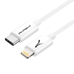 Câble USB Type C Vers Lightning Transfert Charge Rapide 3m Signé Akashi Blanc