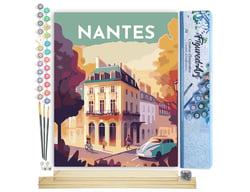 Peinture par Numéro Figured'Art - Affiche Vintage Nantes - Kit de Loisir Créatif DIY Numéro d'Art Complet - 40x50cm toile roulée + châssis en bois à monter