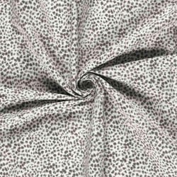 Tissu Bengaline de Viscose tacheté léopard abstrait sur fond Blanc