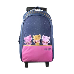Sac à dos à roulettes Lili Lou 3 chats Bleu BAGTROTTER