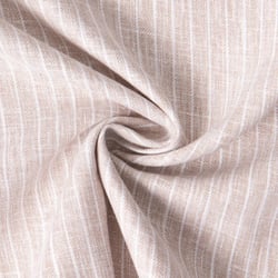 Tissu Polycoton aspect Lin rayé Beige chiné