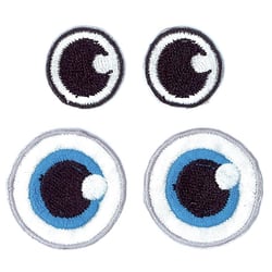 2 PAIRES YEUX NOIRS ET BLEUS THERMOCOLLANTS