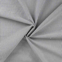 Tissu Coton Seersucker Clara fines rayures Blanc sur fond Bleu marine