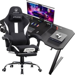 Ensemble chaise gaming et bureau GTPLAYER - Tissu - Noir - 55 x 55 x 136 cm