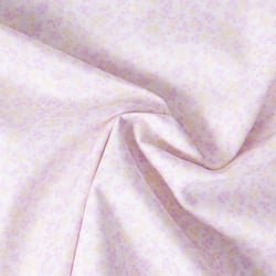 Tissu Popeline de Coton légère Fleurs lilas clair et jaune pastel sur fond Blanc