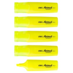 Lot de 5 surligneurs - DELI - Pointe biseautée 1-5mm - Jaune