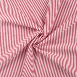 Tissu Popeline de Coton Seersucker Rayé Rouge