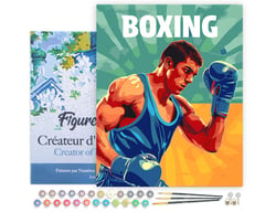 Peinture par Numéro Figured'Art avec Cadre - Affiche sportive Boxe - Kit de Loisir Créatif DIY Numéro d'Art Complet - 40x50cm toile tendue sur châssis