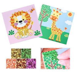 MégaCréa DIY - Kit tableaux sequins lion et girafe 15 cm