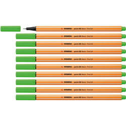 Lot de 10 stylos-feutres pointe fine 0,4 mm - STABILO - Vert pomme - POINT 88