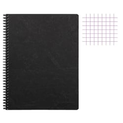 Cahier - A4 - 21x29,7cm - Petits carreaux - 100 pages - Couverture noir - Spirale