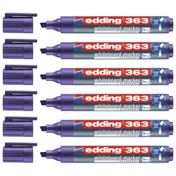 Lot de 6 marqueurs pour tableaux blancs EDDING - Violet - Pointe biseautée 1-5 mm