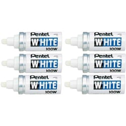 Lot de 6 marqueurs permanents pointe ogive 2,9 mm - PENTEL - Blanc - X100W