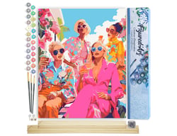 Peinture par Numéro Figured'Art - Réunion de Divas - Kit de Loisir Créatif DIY Numéro d'Art Complet - 40x50cm toile roulée + châssis en bois à monter