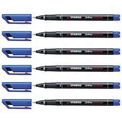 Lot de 6 marqueurs permanents pointe fine 0,4 mm - STABILO OHPen - Bleu