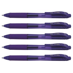 Lot de 5 stylos roller encre gel rétractable EnerGel X BL107 Pointe 0,7 mm Violet