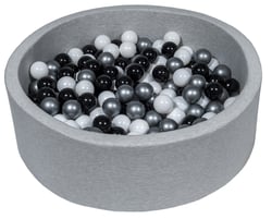 Piscine à balles Aire de jeu + 200 balles noir, blanc, argent - Velinda