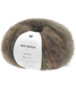 Pelote de laine et mohair FASHION MERI MOHAIR PRINT - Douceur luxueuse, effet rayé & finition vaporeuse - Rico Design 03 Forêt sombre