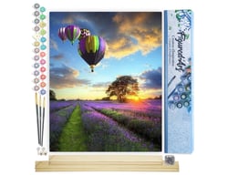 Peinture par Numéro Figured'Art - Montgolfières au dessus des Champs vertical - Kit de Loisir Créatif DIY Numéro d'Art Complet - 40x50cm toile roulée + châssis en bois à monter