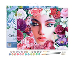 Peinture par Numéro Figured'Art avec Cadre - Visage et Fleurs - Kit de Loisir Créatif DIY Numéro d'Art Complet - 40x50cm toile tendue sur châssis