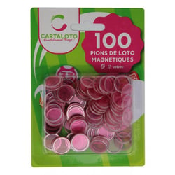 100 pions de loto magnétiques rose - jetons marquage - accessoire bingo - cartaloto