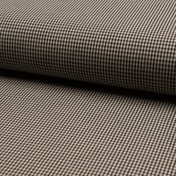 Tissu Bengaline Petits carreaux Écossais noir sur fond Beige