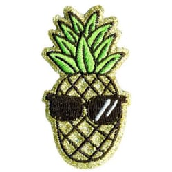 Lot de 3 écussons thermocollants paillettes ananas 6x3cm