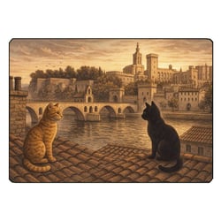 Planche à découper en verre chats d'Avignon L28
