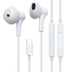 Jaym Écouteurs Filaires USB-C avec Micro et Télécommande 3 Boutons Blanc