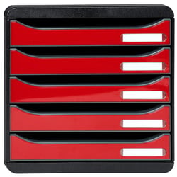 Module de classement Big Box Plus 5 tiroirs Iderama - Rouge carmin brillant - Exacompta