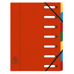 Trieur HARMONIKA® à fenêtres avec élastiques Véritable carte lustrée 7 compartiments - Rouge - x 8 - Exacompta